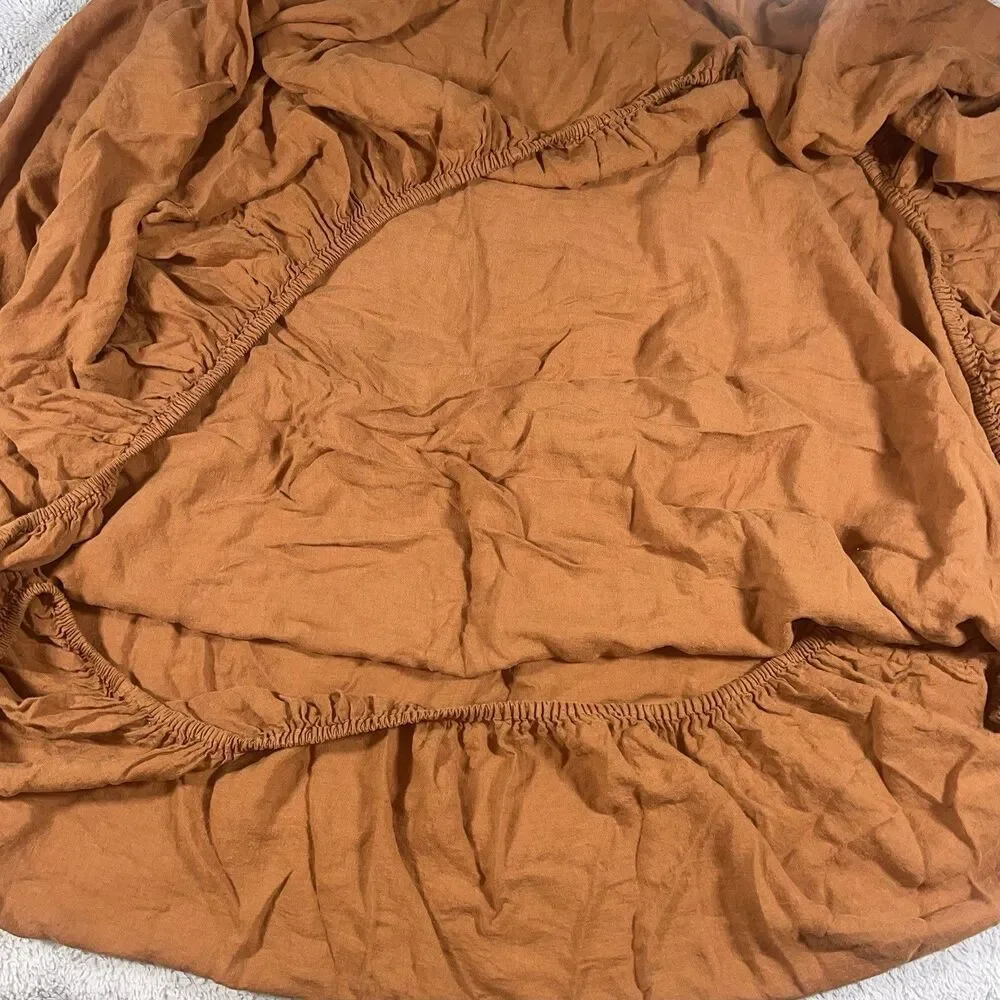 Parachute Terra Burnt Orange Queen Fitted Sheet Two Standard Pillowcovers Shams